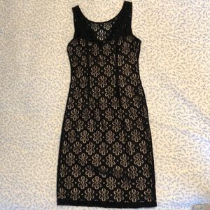 Black / Nude Floral Tank Dress SZ 4